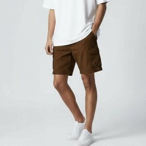 * NEW Monument Brown Striped Cargo Utility Shorts Size 34